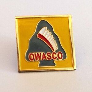 OWASCO DISTRICT Yellow Enamel Pin Wide Lettering Boy Scouts